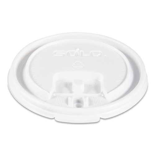 Solo Lift Back and Lock Tab Cup Lids, for 8oz Cups, White, 100/Sleeve, 10 Sleeves/CT