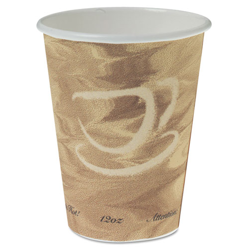 Solo Mistique Polycoated Hot Paper Cup, 12 oz., Printed, Brown, 50/Bag