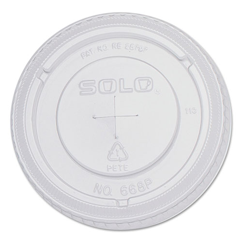 Solo PETE Flat Straw-Slot Cold Cup Lids, 16oz Cups, Clear, 100/Pack, 10 Packs/Carton