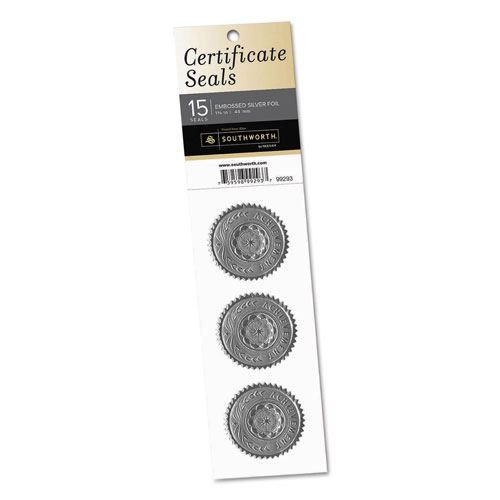 Southworth Certificate Seals, 1.75" dia., Silver, 3/Sheet, 5 Sheets/Pack