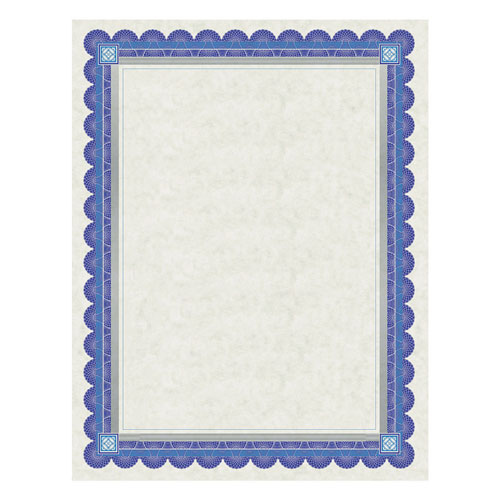Southworth Parchment Certificates, Academic, Ivory w/ Blue & Silver-Foil Border, 8 1/2 x 11, 15/Pack