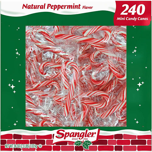 Spangler Candy Peppermint Candy Canes, Peppermint, Individually Wrapped, Gluten-free, 8/Carton