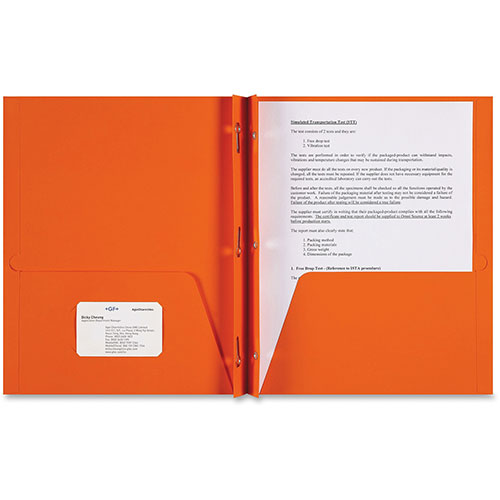 Sparco 2-Pocket Folder, 3-Prong, 9-1/2" x 11-3/4", 10/BX, OE