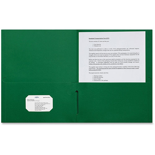 Sparco 2-Pocket Portfolio, 25/BX, Green