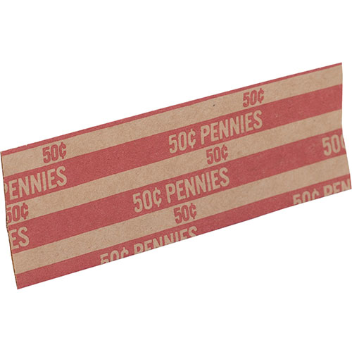 Sparco Coin Wrapper, Pennies, $.50, Red