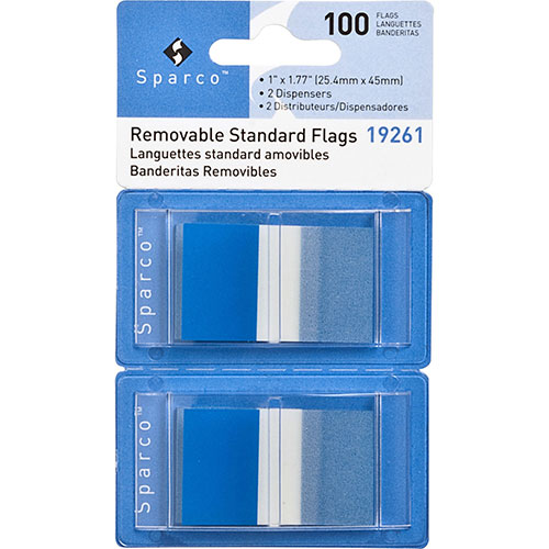 Sparco Pop-up Removable Standard Flags, 1", 100/PK, Blue