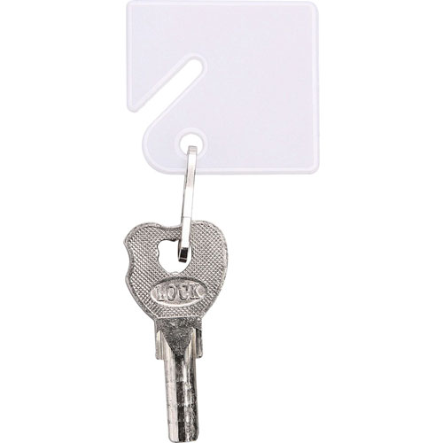 Sparco Square Key Tags, 4.75" Length x 1.40" Width, Square, Hook Fastener, 20/Pack, Plastic, White