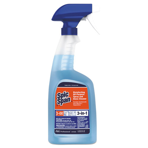 Spic and Span Professional Disinfecting All Purpose Spray & Glass Cleaner, 32 oz. Spray Bottle, 8/Case