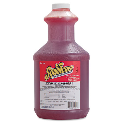 Sqwincher Liquid Concentrate, Fruit Punch, Yields 5 Gallons, Case of 6