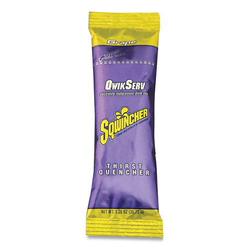 Sqwincher Thirst Quencher QwikServ Electrolyte Replacement Drink Mix, Grape, 1.26 oz Packet, 8/Pack