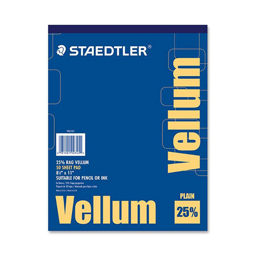 Staedtler Vellum Pad, 16 lb., 50 Sheets, 8-1/2"x11"