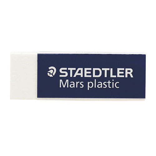 Staedtler White Plastic Mars Eraser with Protective Sleeve, 2 1/2" x 7/8" x 1/2"