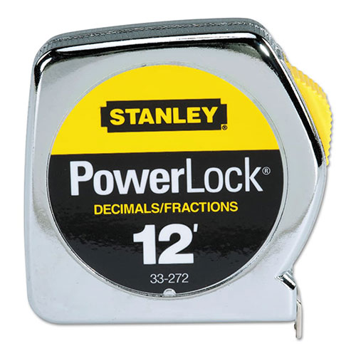 Stanley Bostitch Powerlock® Tape Rules 1/2" Wide Blade, 1/2 in x 12 ft, Inch/Decimal