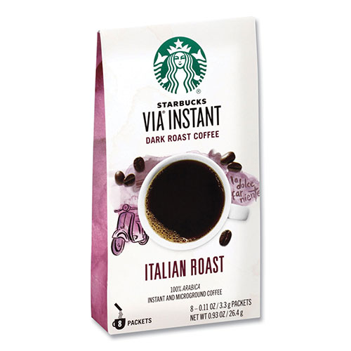 Starbucks VIA Ready Brew Coffee, 0.11 oz, Italian Roast, 8/Pack, 12 Packs/Carton