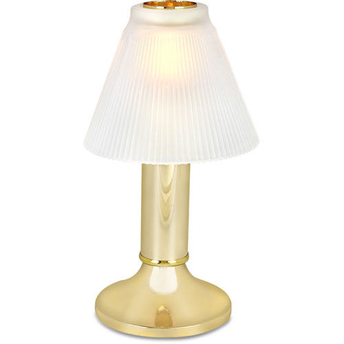 Sterno Paige Polished Brass Lamp with Duchess Shade, Frost