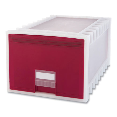 Storex Archive Storage Drawers, Letter Files, 15.13 x 24.25 x 11.38, Red/White