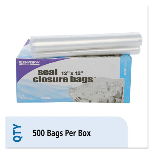 Stout Seal Closure Bags, 2 mil, 12" x 12", Clear, 500/Carton