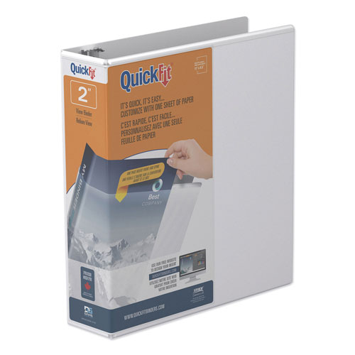 Stride QuickFit D-Ring View Binder, 3 Rings, 2" Capacity, 11 x 8.5, White