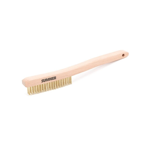 Sumner Brass Wire Scratch Brush, 13.8 in, 19 rows, Brass Bristle, Curved Wood Handle