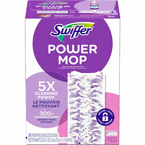 Swiffer PowerMop Mopping Pads, Purple, 8/Box