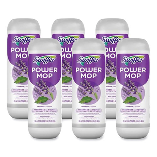Swiffer PowerMop Refill Cleaning Solution, Lavender Scent, 25.3 oz Refill Bottle, 6/Carton