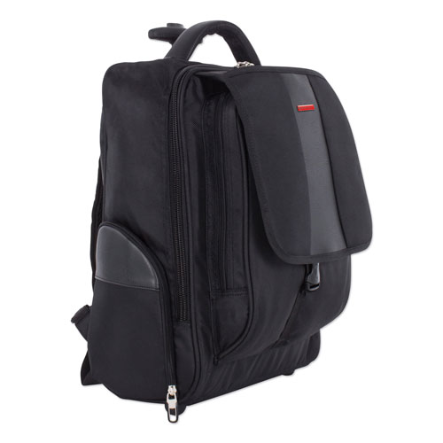 Swiss Mobility Litigation Backpack On Wheels, Holds Laptops 15.6", 9" x 9" x 18", Black