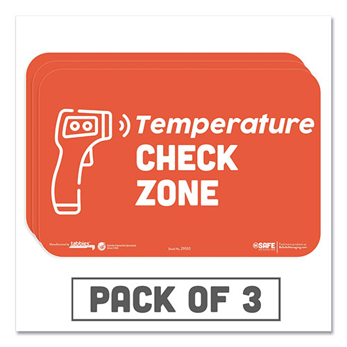 Tabbies BeSafe Messaging Education Wall Signs, 9 x 6, "Temperature Check Zone", 3/Pack