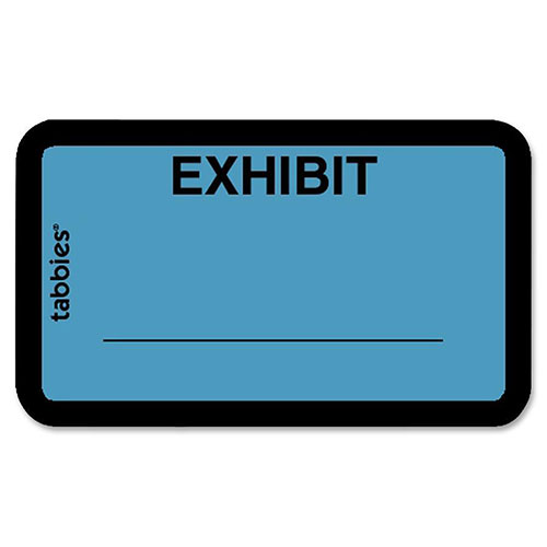 Tabbies Legal Exhibit Labels, "Exhibit", 1 5/8"x1", Blue