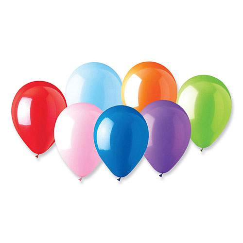 Tablemate Balloons, 12", Helium Quality Latex, Assorted Colors, 100/Pack, 20 Packs/Carton