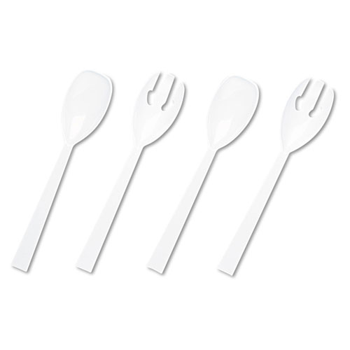 Tablemate Table Set Plastic Serving Forks & Spoons, White, 24 Forks, 24 Spoons per Pack