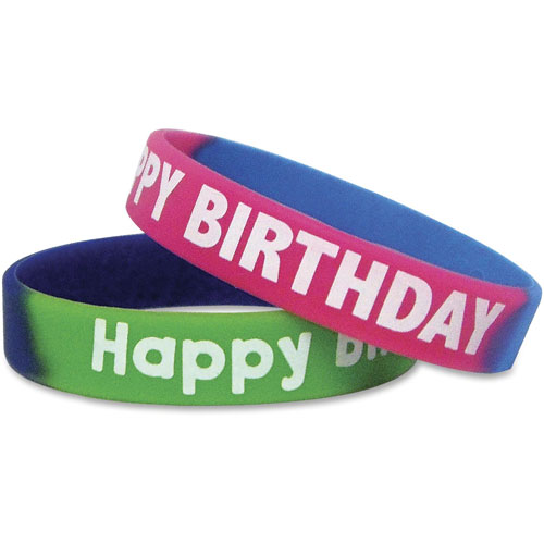 Teacher Created Resources Two-Toned Happy Birthday Wristbands, Assorted Colors, 10/Pack