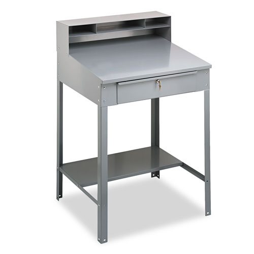Tennsco Open Steel Shop Desk, 34.5w x 29d x 53.75h, Medium Gray