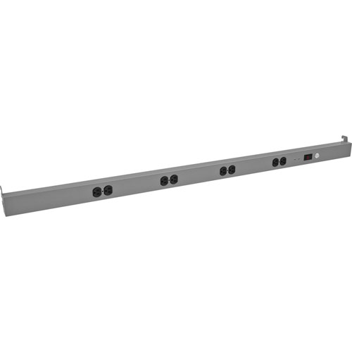 Tennsco Packing Table Power Rail, 8 x AC Power, 8" Cord, Medium Gray