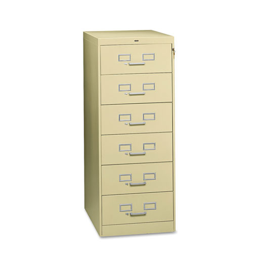 Tennsco Six-Drawer Multimedia Cabinet for 6 x 9 Cards, 21.25w x 28.5d x 52h, Putty