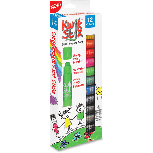 The Pencil Grip Kwik Stix Solid Tempera Paint Sticks, 12/PK, Ast