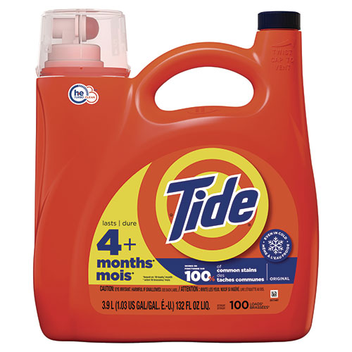 Tide Liquid Laundry Detergent, Original Scent, 132 oz Pour Bottle, 4/Carton