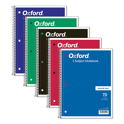 TOPS Coil-Lock Wirebound Notebooks, 3-Hole Punched, 1 Subject, Medium/College Rule, Randomly Assorted Covers, 10.5 x 8, 70 Sheets