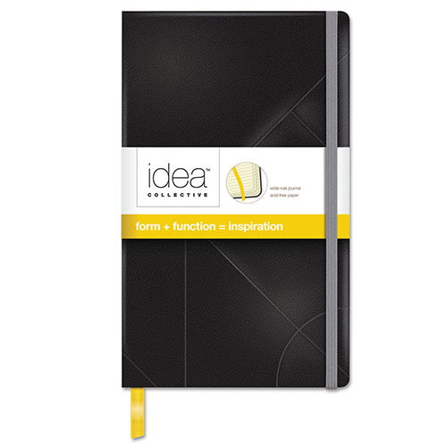 TOPS Idea Collective Journal, Hardcover with Elastic Closure, 1 Subject, Wide/Legal Rule, Black Cover, 8.25 x 5, 120 Sheets