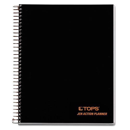 TOPS JEN Action Planner, 1 Subject, Narrow Rule, Black Cover, 8.5 x 6.75, 84 Sheets