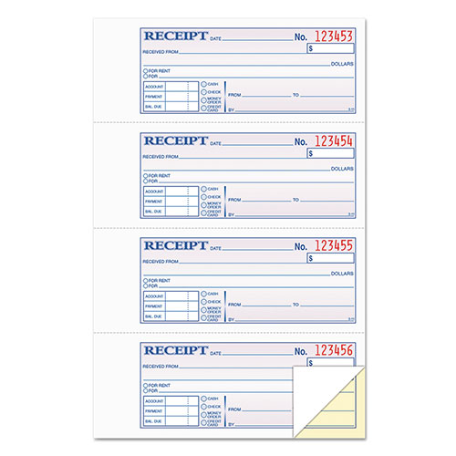 TOPS Money and Rent Receipt Books, Two-Part Carbonless, 2.75 x 7.13, 4/Page, 400 Forms