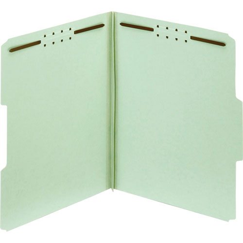 TOPS Pressboard Fastener Folders, 25pt, 1/3 Cut, Letter, 2" Exp, 25/Box, Green