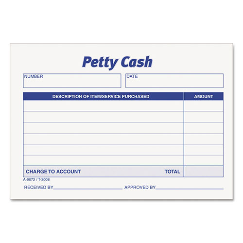 TOPS Received of Petty Cash Slips, 3.5 x 5, 1/Page, 50/Pad, 12 Pads/Pack