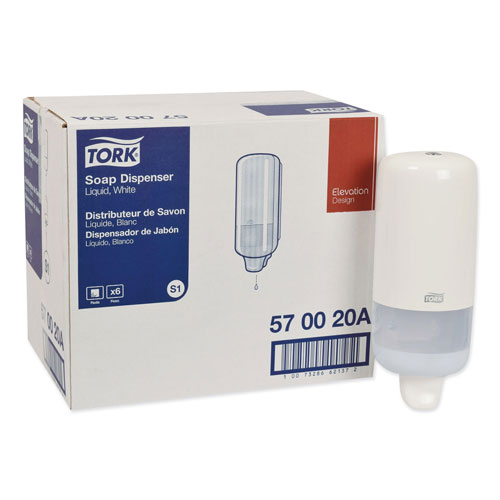 Tork Elevation Liquid Skincare Dispenser, 1 L Bottle; 33 oz Bottle, 4.4" x 4.5" x 11.5", White