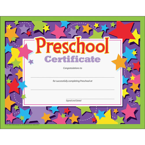 Trend Enterprises Colorful Classic Certificates, Preschool Certificate, 8 1/2 x 11, 30 per Pack