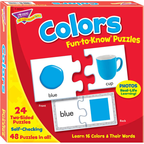 Trend Enterprises Colors Fun-To-Know Puzzles, 3" x 3", 48 Pieces