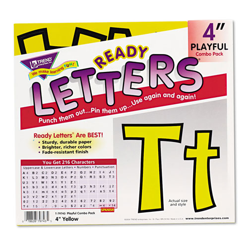 Trend Enterprises Ready Letters Playful Combo Set, Yellow, 4"h, 216/Set