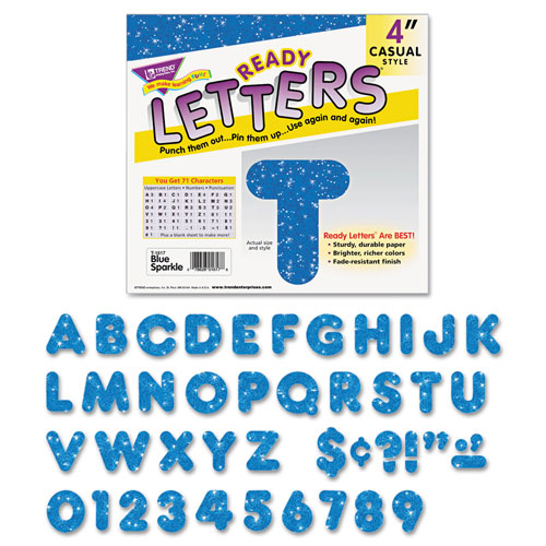 Trend Enterprises Ready Letters Sparkles Letter Set, Blue Sparkle, 4"h, 71/Set