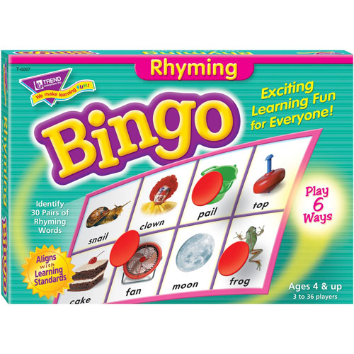 Trend Enterprises Rhyming Bingo Game, Includes 36 Playing Cards/over200 Chips