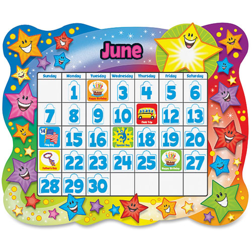 Trend Enterprises Star Calendar Bulletin Board Set, Stars, 31 1/2" x 26"