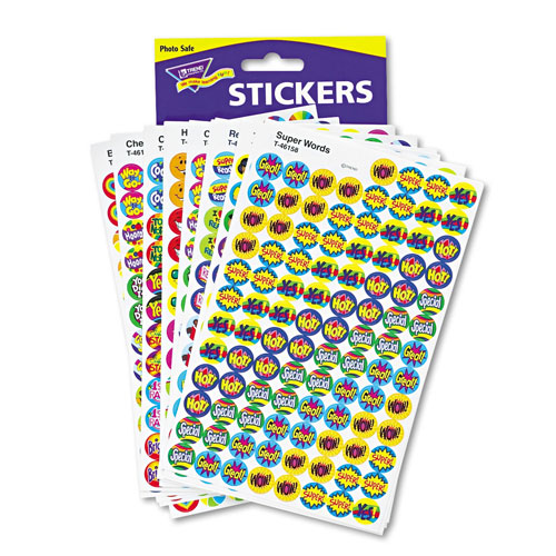 Trend Enterprises SuperSpots and SuperShapes Sticker Variety Packs, Positive Praisers, 2,500/Pack